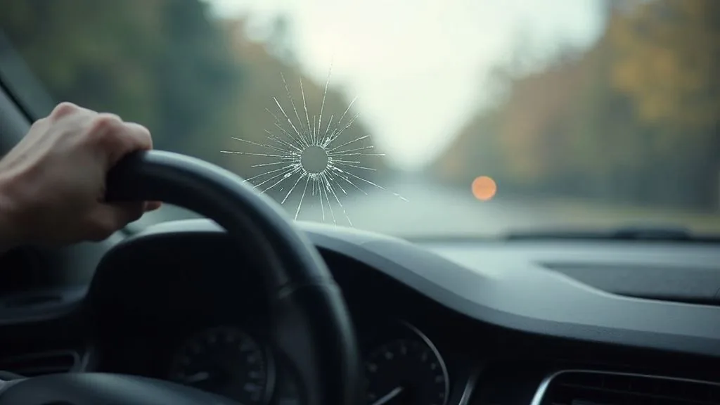 Kompakte Dashcam hinter dem Innenspiegel an der Windschutzscheibe montiert